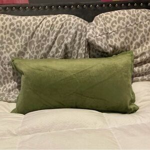 Rectangular green velvet/velour throw pillow